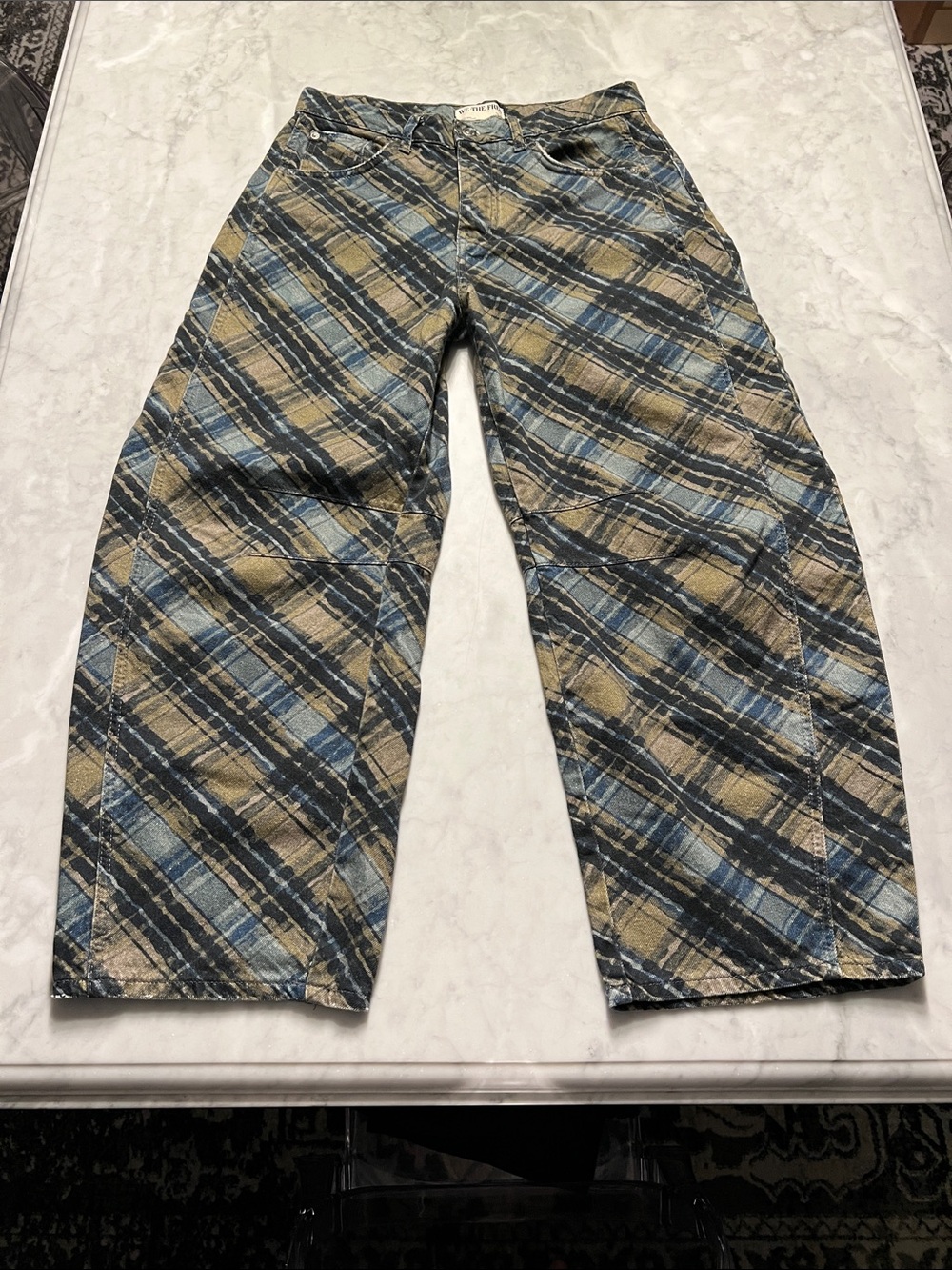 We The Free Good Luck Printed Barrel Jeans Plaid Printed. 26. NWOT - Picture 2 of 11